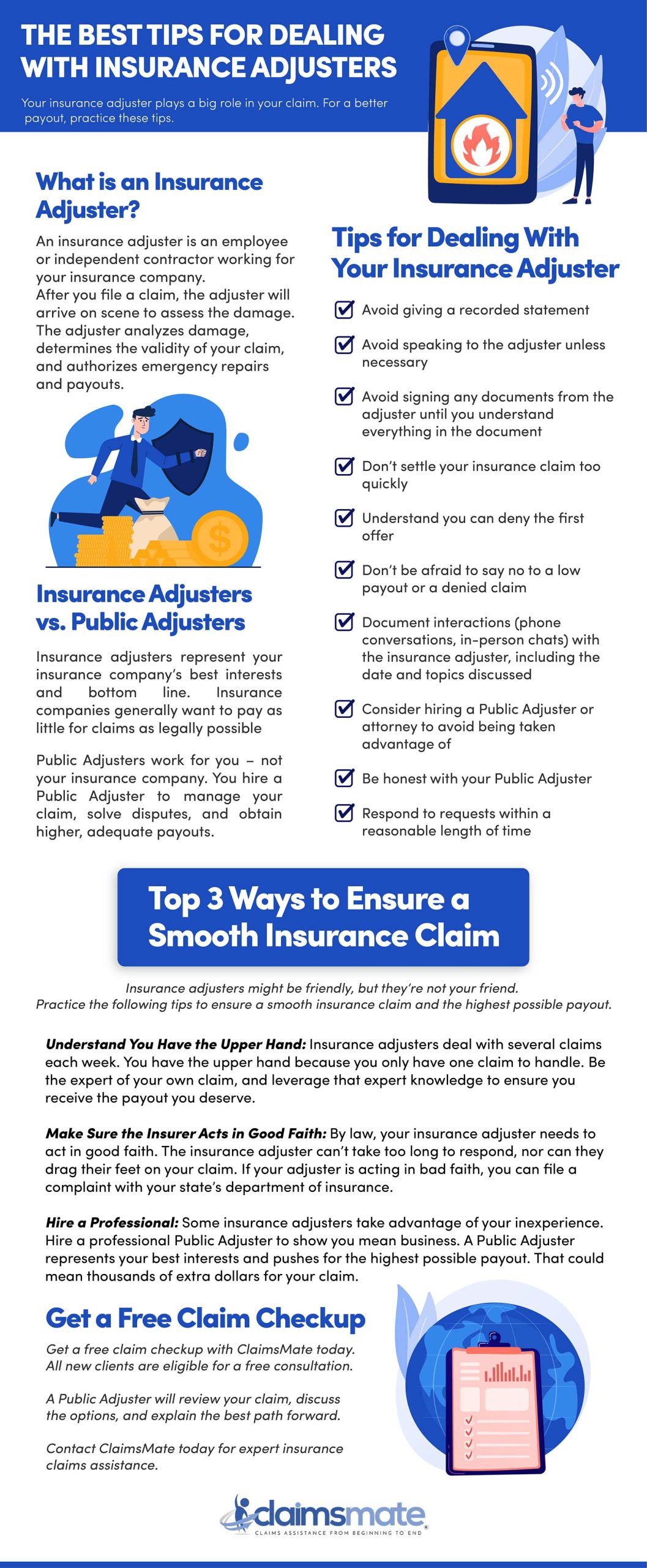 Best Tips For Dealing With Insurance Adjusters Infographic