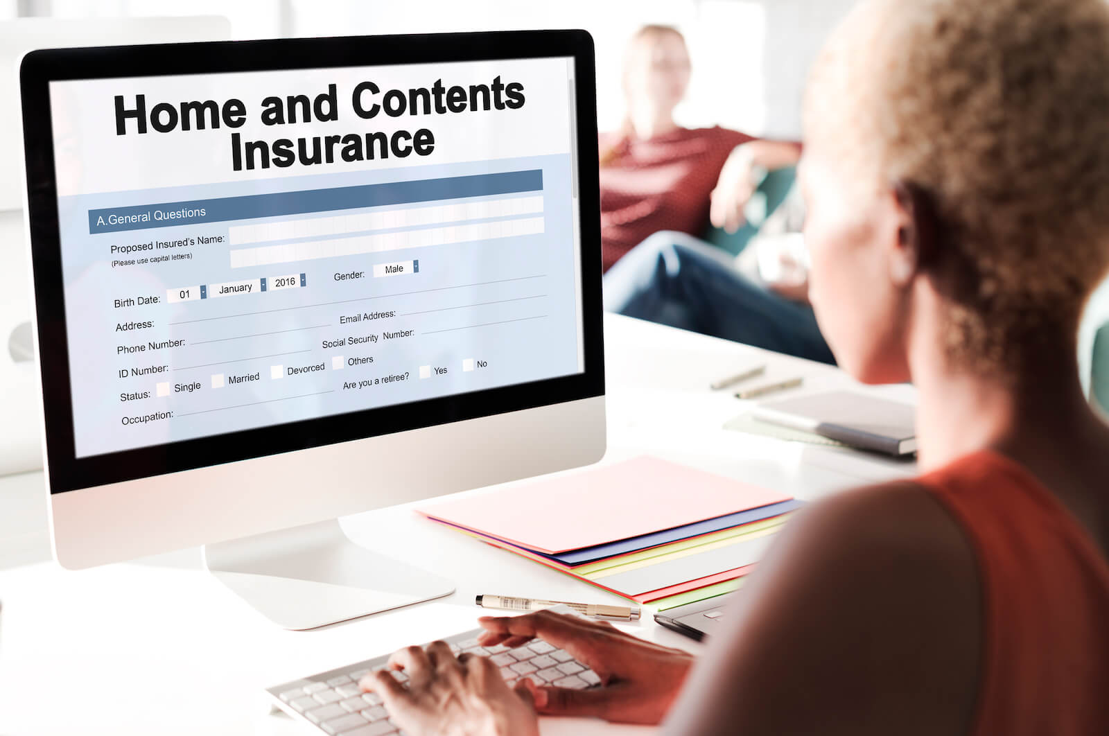 Woman Buying Homeowners Insurance Online