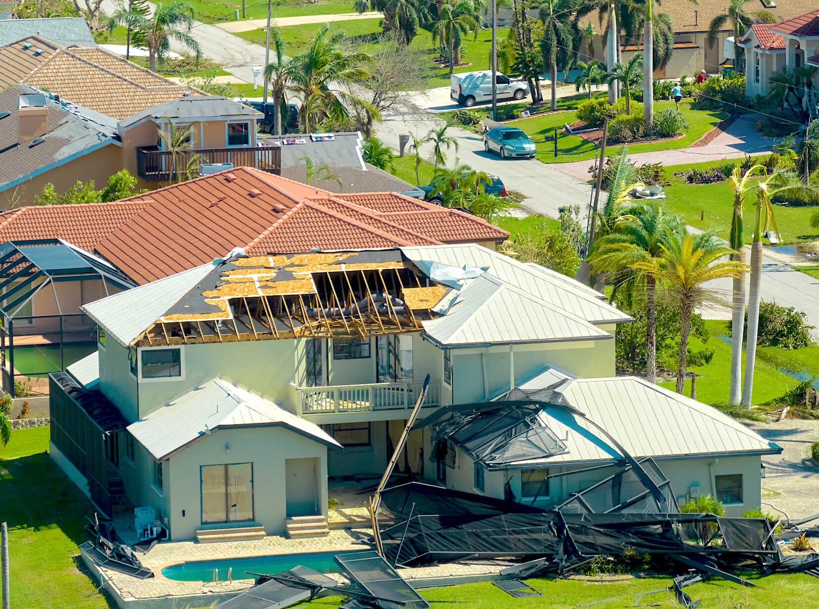 House Damage From Hurricane