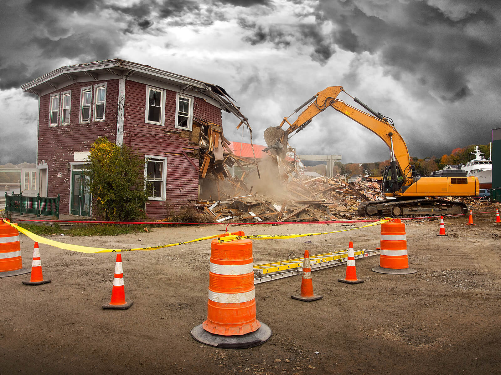 Condemned Building Being Demolished