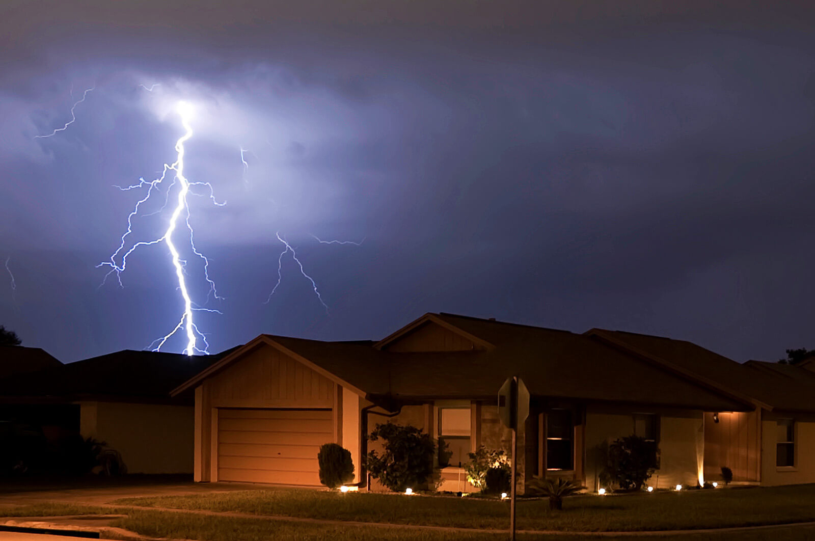 Lightning Striking House During Storm