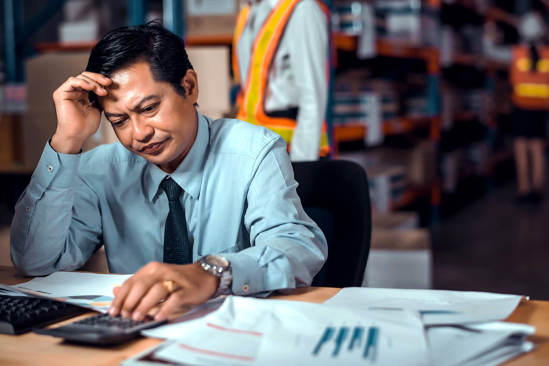 Stressed Business Owner Annoyed By Insurance Claim